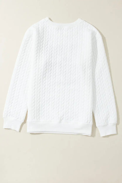 Chenille Embroidered Cable Knit Sweatshirt