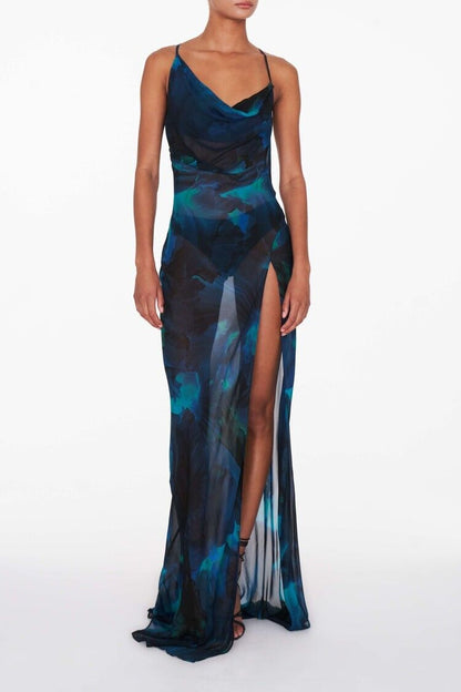 Printed Slit Cami Maxi Dress