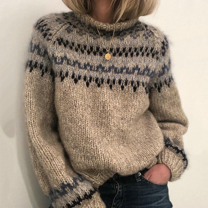 Casual Turtleneck Straight Leg Printed Sweater elevenforest