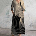 Vintage Stripe Art Pattern Women's Linen Dress elevenforest
