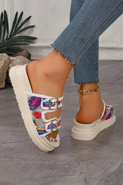 White Crochet Thick Sole Slippers