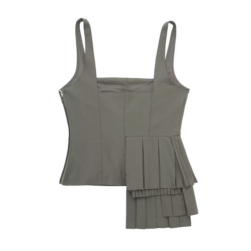Laminated Decoration Windbreaker Fabric Slimming Camisole