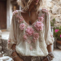 Women's Vintage Floral Embroidered Long-sleeved Top elevenforest
