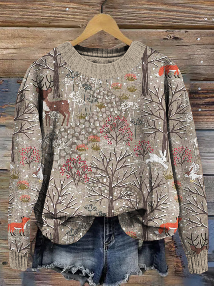 Winter In Bluebell Wood Graphic Vintage Cozy Sweater artswardrobe