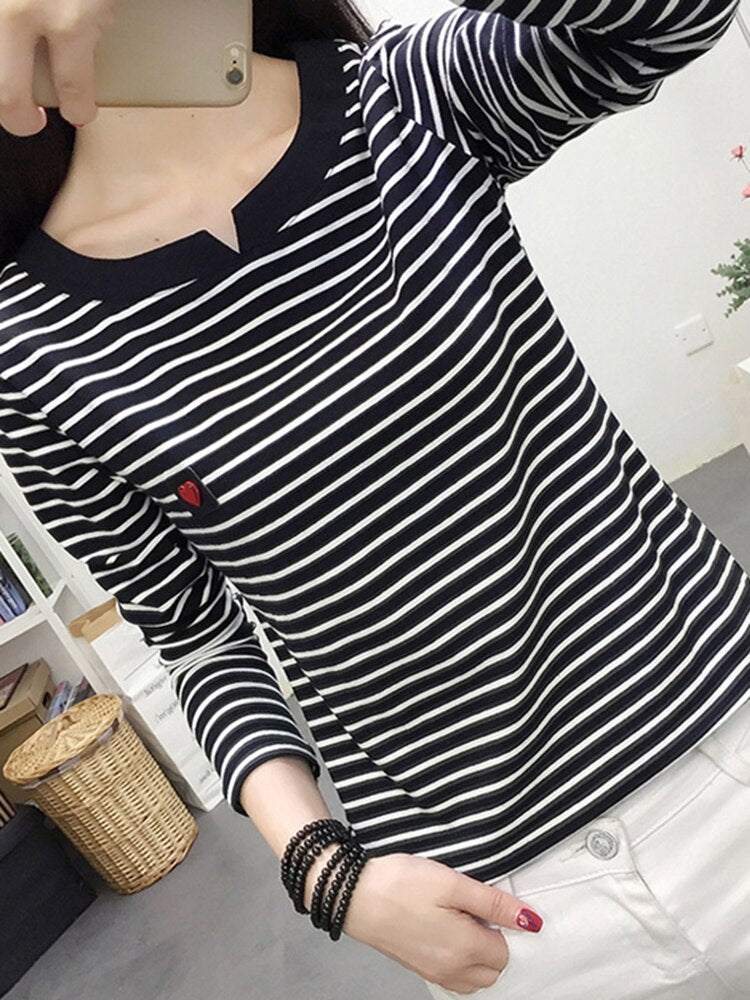 T-shirt Long Sleeve Korean Style Slim Basic Cotton Tshirt Top Clothing Autumn Winter T Shirt Femme