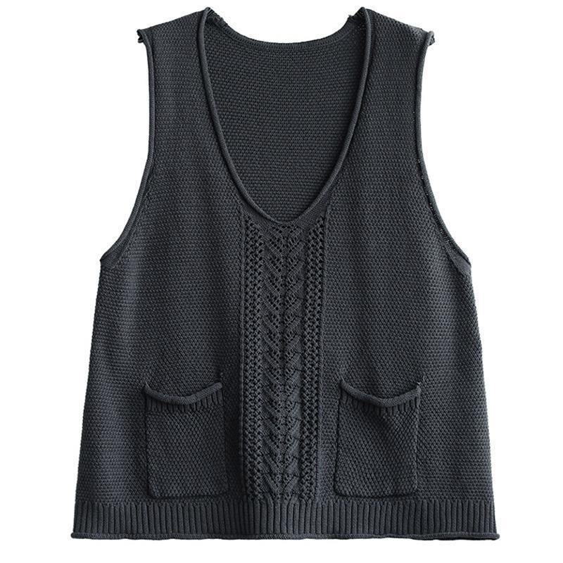 New Pocket Knitted Hollow Vest