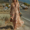 Women's Casual Retro Bohemian Embroidered Floral Print Dress elevenforest