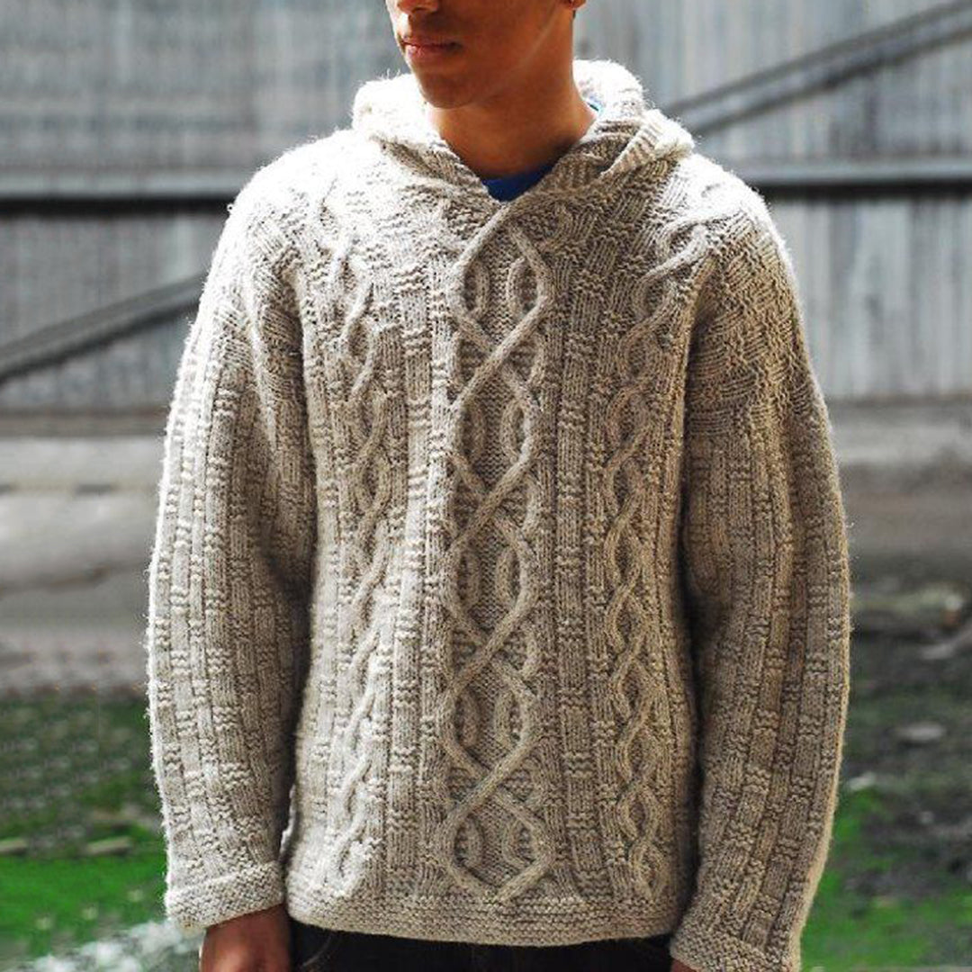 Vintage Pattern Knitted Hooded Sweater elevenforest
