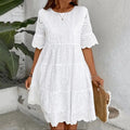Elegant Lace Embroidery Art Long Sleeve Midi Dress elevenforest
