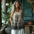 Women's Vintage Viking Tree Of Life Cotton And Linen Vest elevenforest