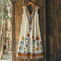 Women's Vintage Floral Embroidery Art Sleeveless Mini Dress elevenforest
