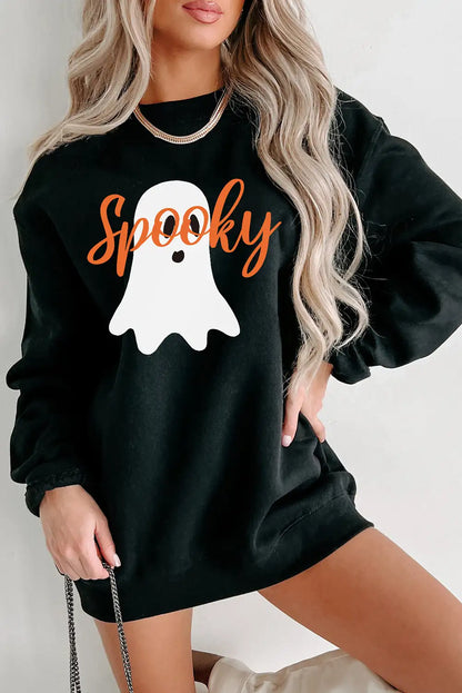 Spooky Ghost Print Crewneck Sweatshirt