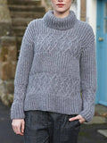 Women's Fine Knit Patchwork Floral Pattern Turtleneck Sweater elevenforest