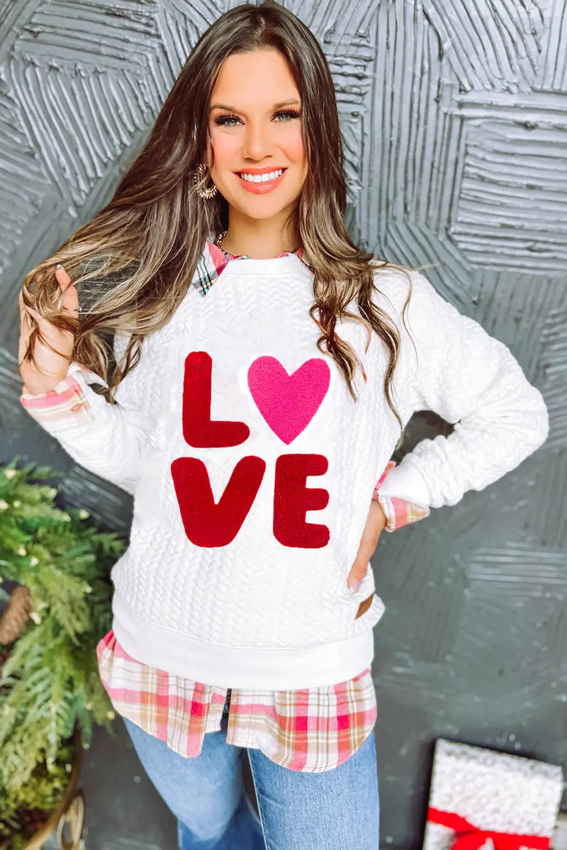 Chenille Embroidered Cable Knit Sweatshirt