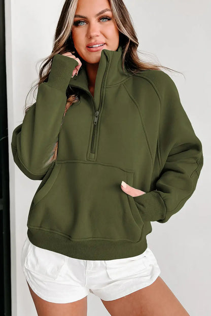 Green Ribbed Sweatshirt