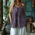 Women's Floral Art Linen And Cotton Camisole elevenforest