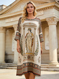 Comstylish Vacation Style Greek Goddess Vintage Women's Linen Maxi Dress