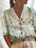 Women Floral Print Retro Casual Shirt