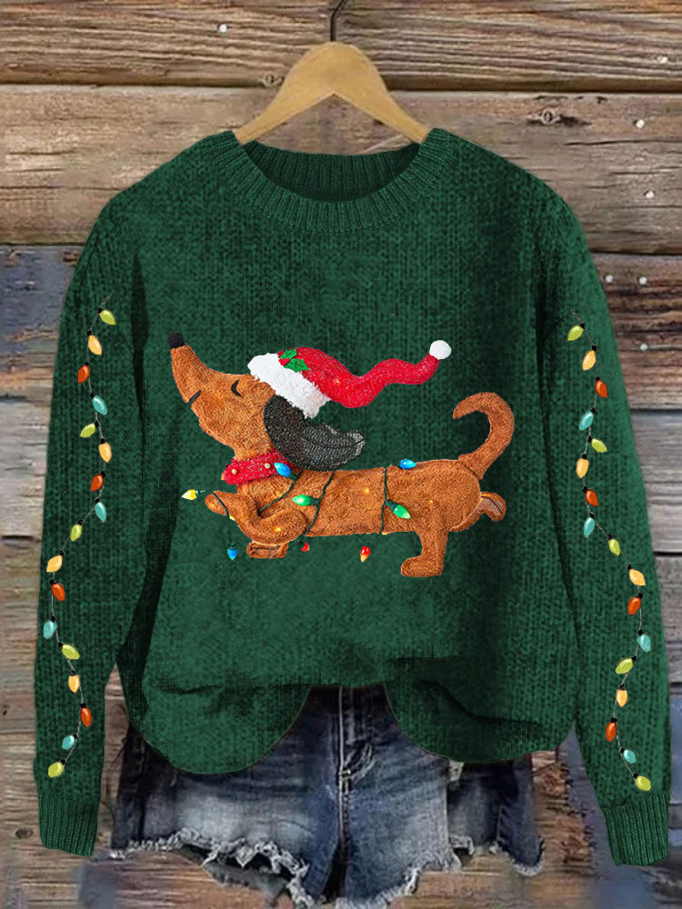 Comstylish Women's Merry Christmas Cute Dog Print Sweater