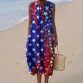 Women's Vintage Geometry Print Sleeveless Casual Cotton Dress elevenforest