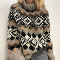 Geometric Contrast Jacquard Mid Neck Sweater elevenforest