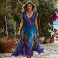 Women's Retro Floral Embroidery Gradient Fashion Casual Dress elevenforest