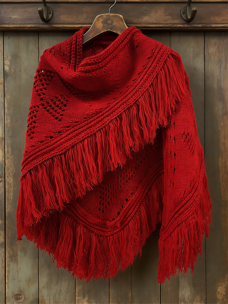 Comstylish Ice Out Ice Melt Tassels Crochet Cozy Knit Shawl