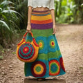 Vintage Classy Spring Rainbow Vacation Colorblock Art Cozy Knitted Skirt elevenforest