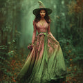 Halloween Rose Floral Gradient Witch Maxi Dress