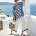 Striped Crew Neck T-shirt Linen Blend Two Piece Set elevenforest