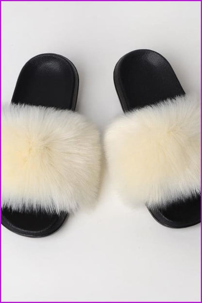 {5-7 Days Wait for Make} New Color Faux Fox Fur Slides F602