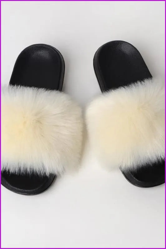 {5-7 Days Wait for Make} New Color Faux Fox Fur Slides F602