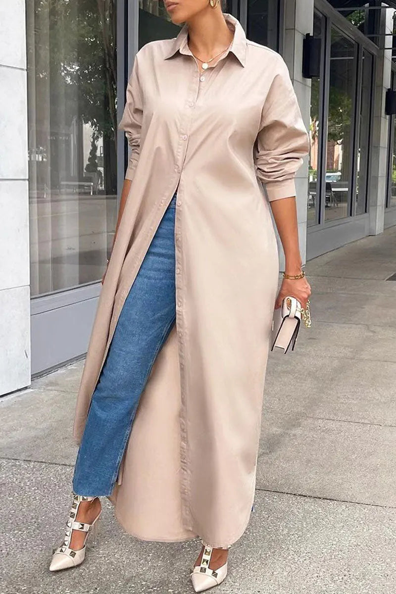 Patchwork Buckle Turndown Collar Tops