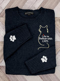 Life Is Better With Cats Embroidered Cozy Sweater elevenforest