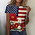 Comstylish Women's Independence Day Floral Art T-shirt