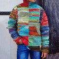 Men's Vintage Warmth Colorful Patchwork Pullover Knitted Turtleneck Sweater elevenforest