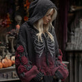 Comstylish Vintage Halloween Anatomy Floral Chunky Knitted Hooded Sweater