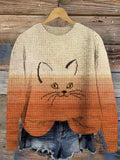Comstylish Cat Emoji Gradient Women's Cozy Sweater