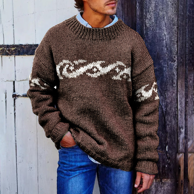 Vintage Mens Surf Jacquard Knit Sweater elevenforest