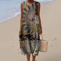 Vintage Loose Elegant Patchwork Art Linen Tank Dress elevenforest