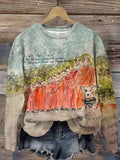 Comstylish Retro Walk For Peace The 120 Days, 2,300 Mile Journey Of Buddhist Monks And Aloka, The Loyal Dog Watercolor Painting Print Sweatshirt