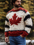 Maple Leaf Pattern Men's Knit Sweater elevenforest