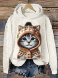 Comstylish Cozy Cat With Hoodie Crochet Hooded Sweater