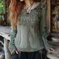 Women's Vintage Viking Tree Of Life V-neck Shirt elevenforest