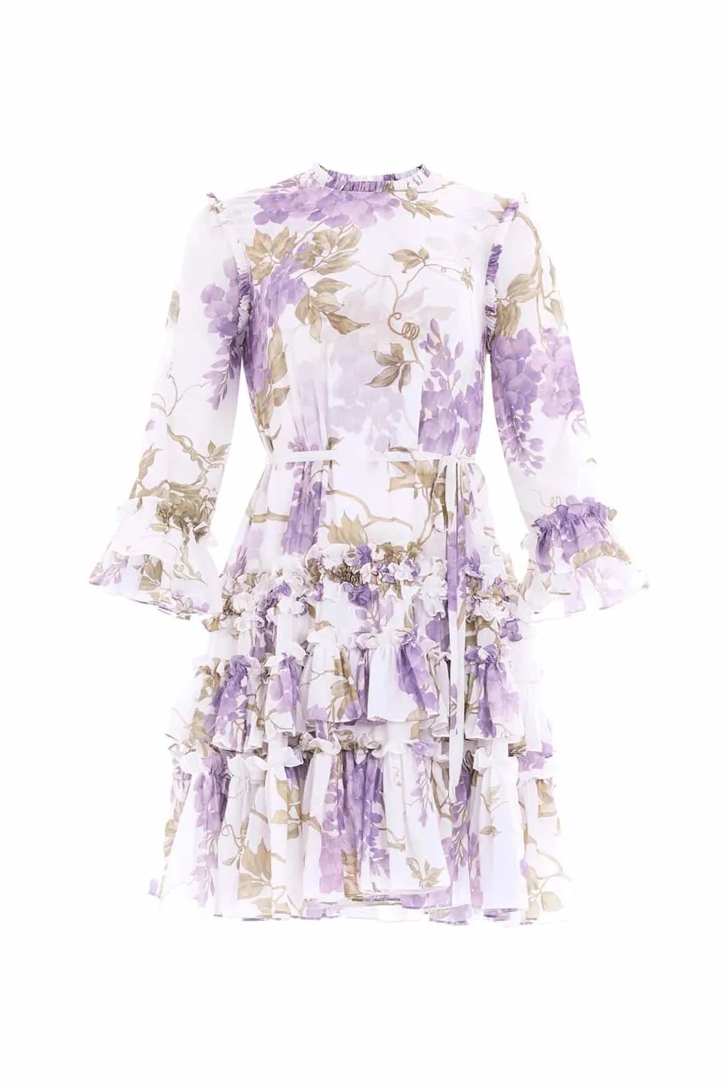 Ruffle Round Neck Mini Dress
