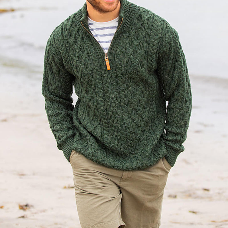 Men's Vintage The Scottish Half-Zip Aran Sweater elevenforest