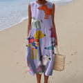Women's Retro Cute Dogs Art Print Sleeveless Dress elevenforest