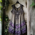 Women's Vintage Tribal Star And Moon Embroidered Sleeveless Dress elevenforest