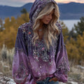 Bohemian Floral Thorn Tassel Sequin Hoodie elevenforest