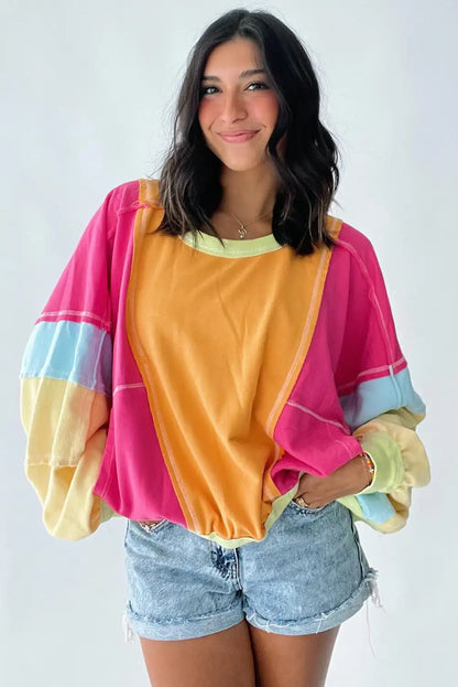 Colorblock Rose Red Sweatshirt